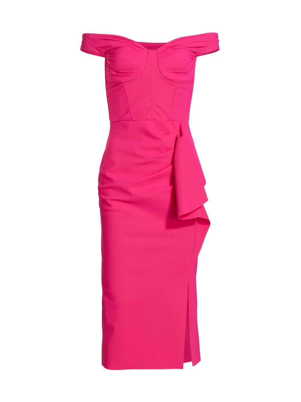Коктейльное платье Madama с оборками и открытыми плечами Chiara Boni La Petite Robe, розовый