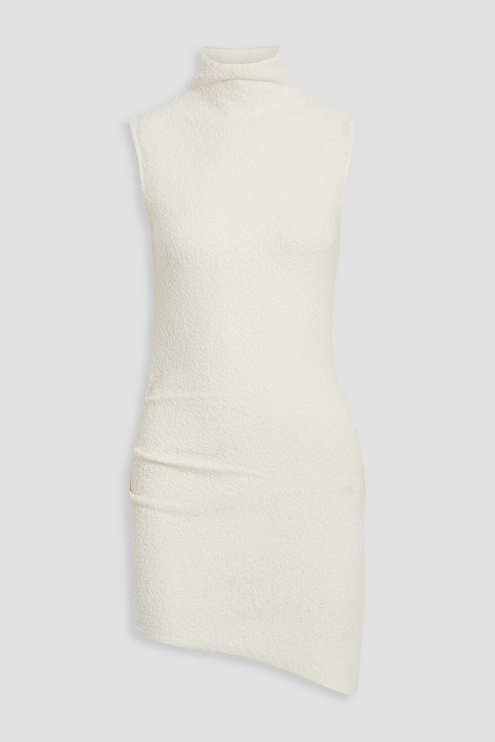 

Асимметричный топ с воротником из смесовой мериносовой шерсти вязки букле HELMUT LANG, экру