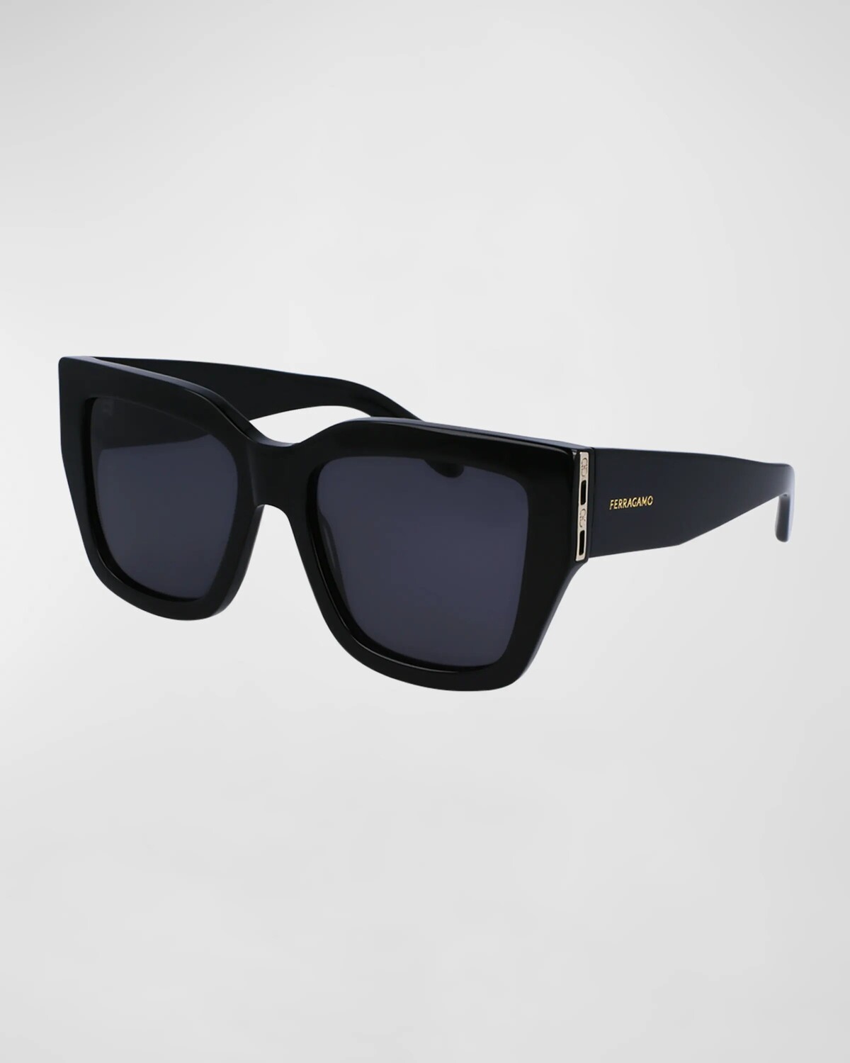 

Квадратные солнцезащитные очки с логотипом из ацетата Ferragamo, цвет Black