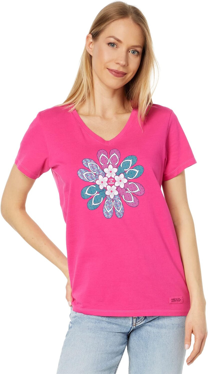 

Шлепанцы Flower Short Sleeve Crusher Vee Life is Good, цвет Raspberry Pink