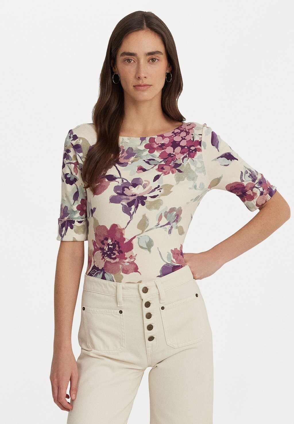 

Футболка с принтом JUDY Lauren Ralph Lauren Petite, молоко