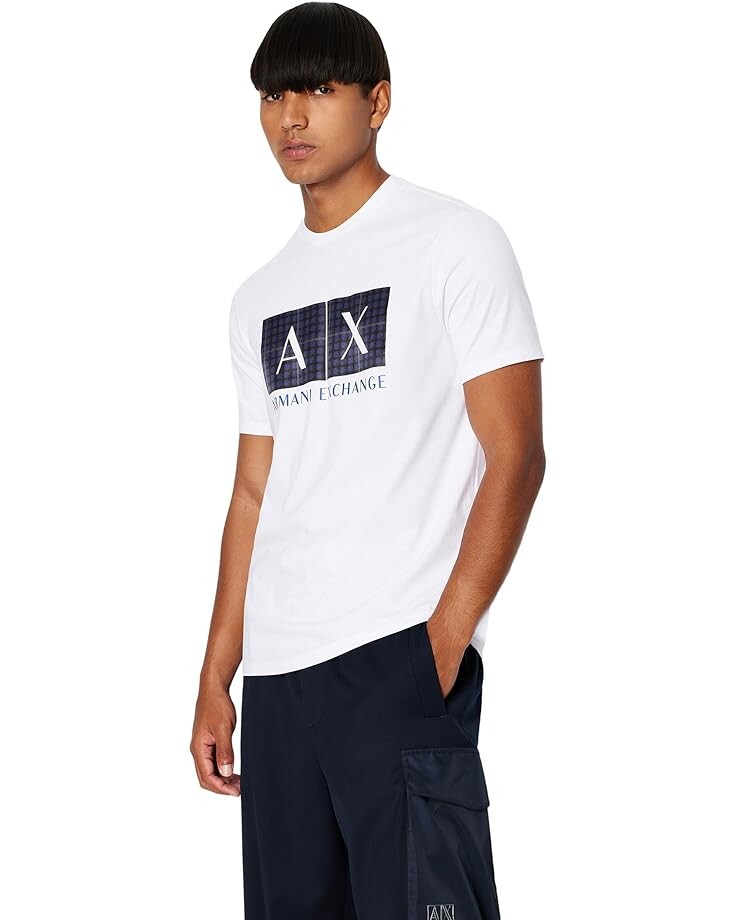 

Футболка Armani Exchange Plaid AX Box Logo, белый