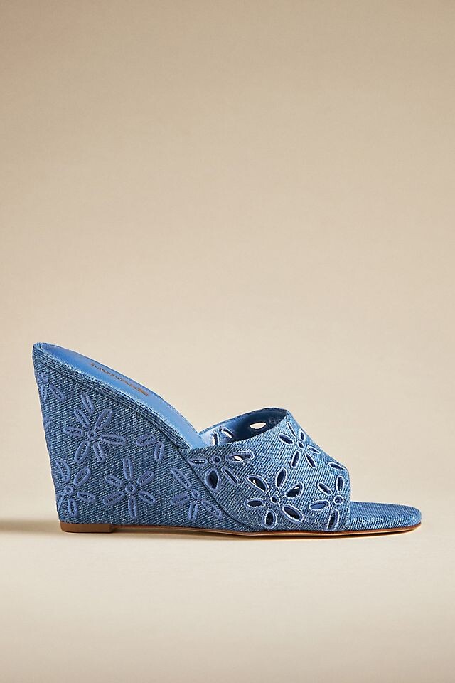 

Сандали Larroude Jackie Wedge на каблуке, denim