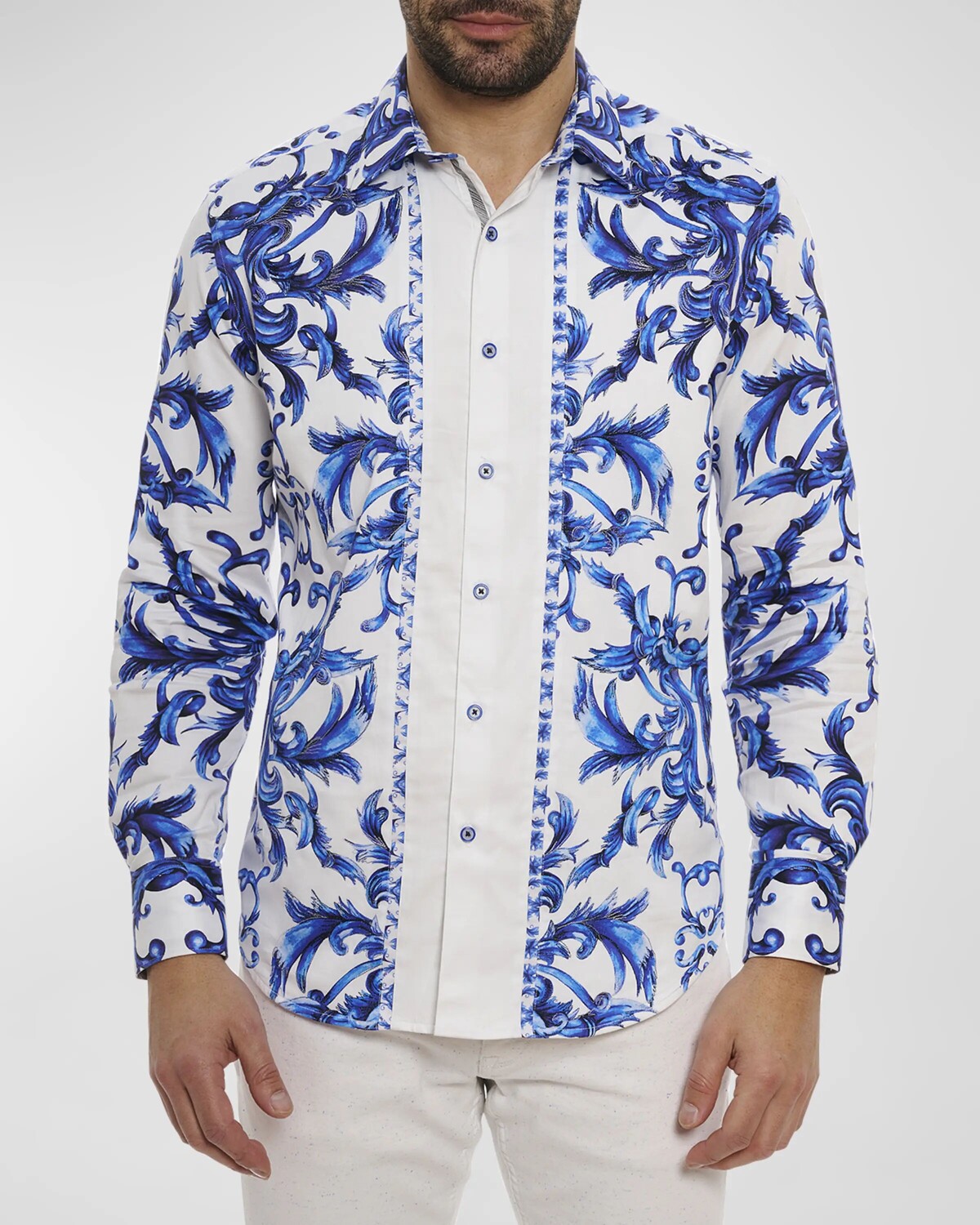 

Мужская спортивная рубашка с принтом Zuma Baroque Robert Graham, цвет Blue