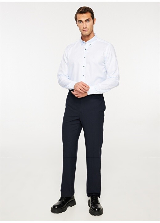 

Голубая мужская рубашка Slim Fit с воротником на пуговицах Beymen Business