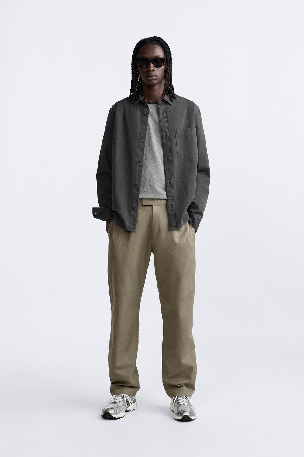 

Рубашка из хлопка - конопья ZARA, антрацитовый серый
