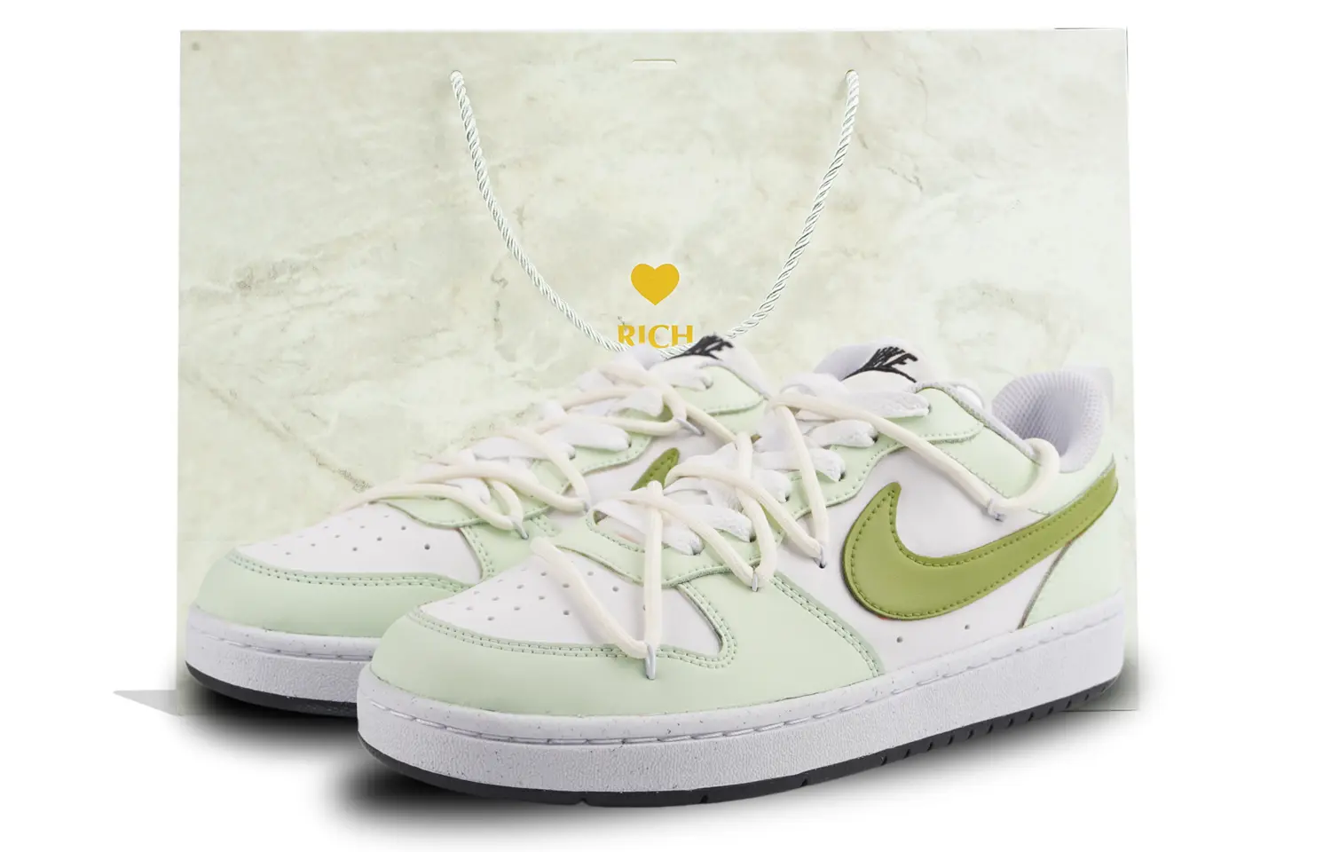 

Кроссовки Nike Court Borough Skateboarding Shoes Women's Low-top White/green, зеленый