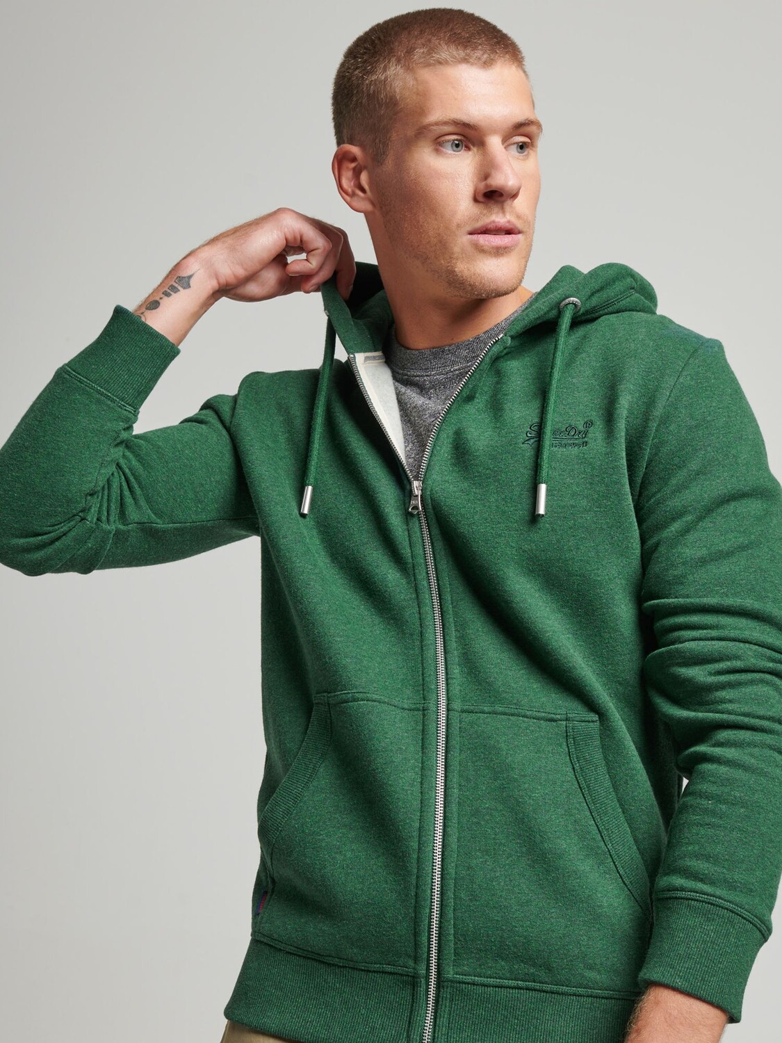 

Толстовка на молнии с вышитым логотипом Vintage Superdry, кампус грин марл