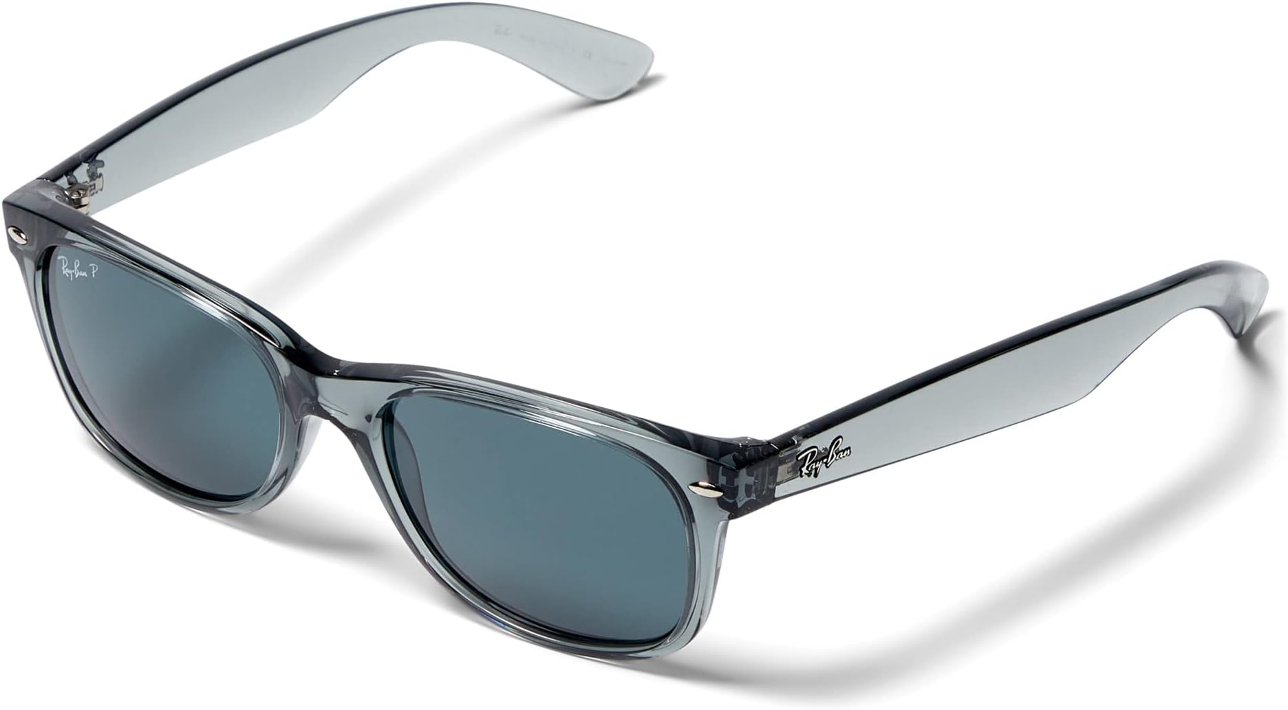 Солнцезащитные очки 55 mm 0RB2132 New Wayfarer Ray-Ban, цвет Transparent Grey/Dark Blue Polarized мини комод росспласт 4 яруса dark blue transparent