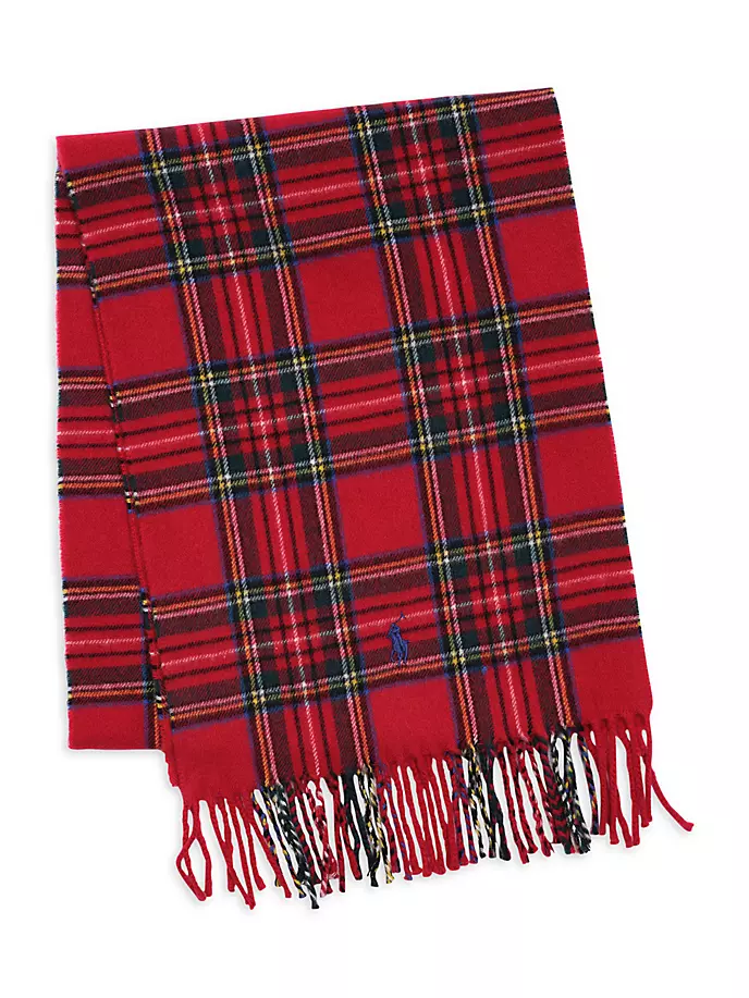 Кашемировый клетчатый шарф Original Label Polo Ralph Lauren, красный