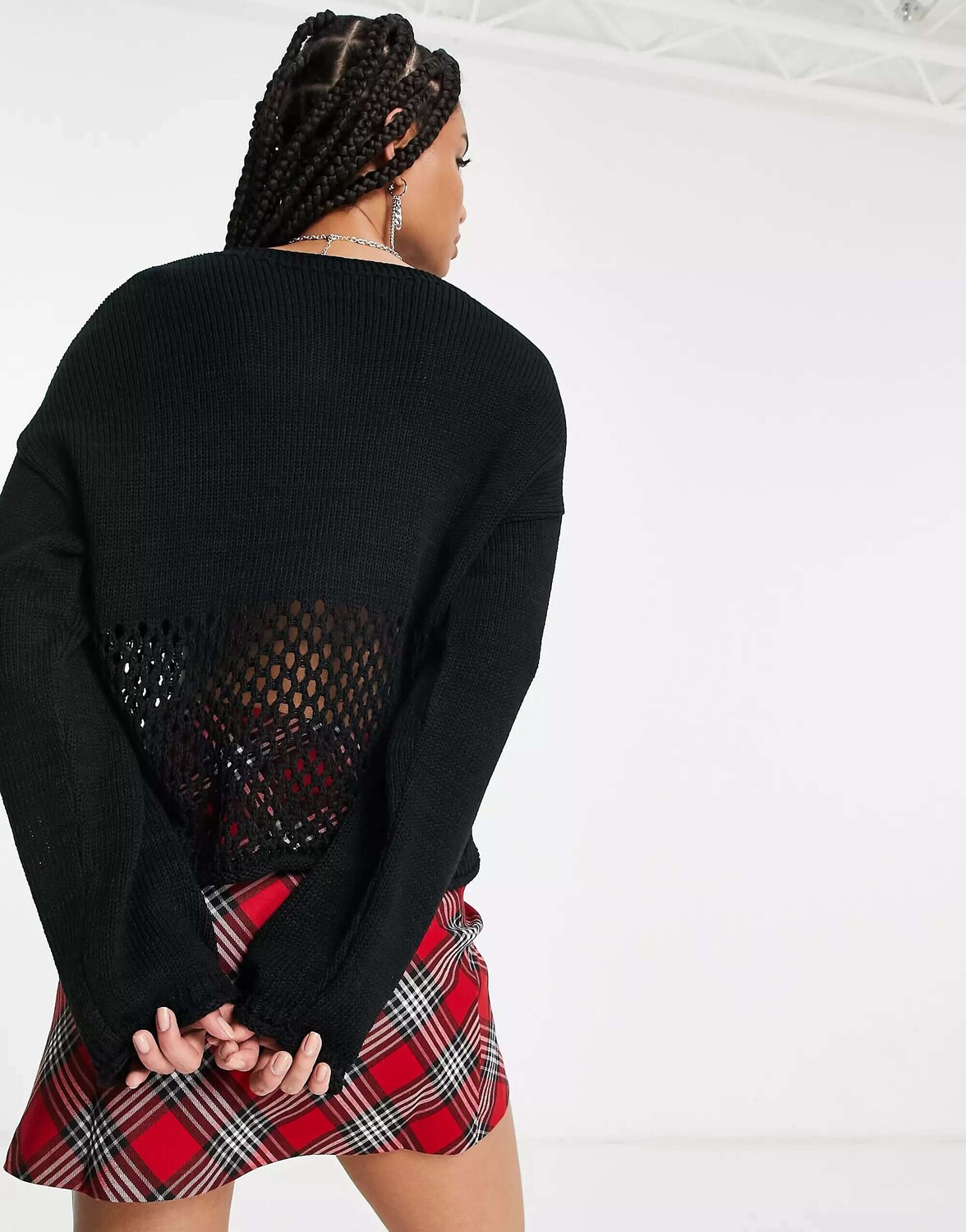 

Черный джемпер с открытой строчкой ASOS DESIGN Tall