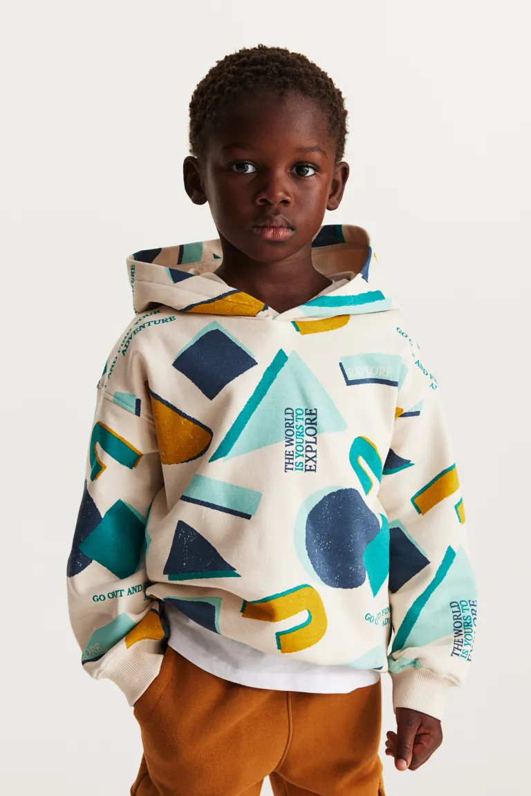 

Толстовка с принтом и капюшоном H&M, бежевый