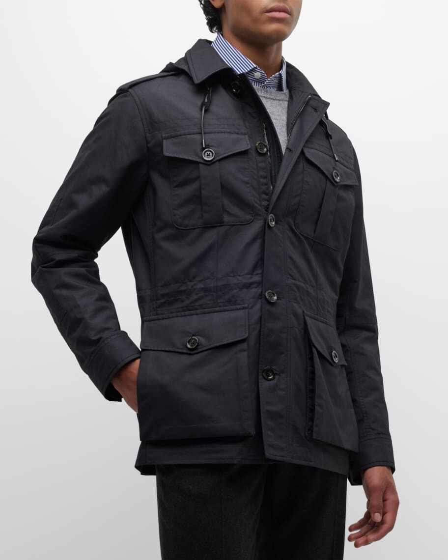

Мужская поплиновая куртка Hartridge из хлопка с 4 карманами Ralph Lauren Purple Label, Черный