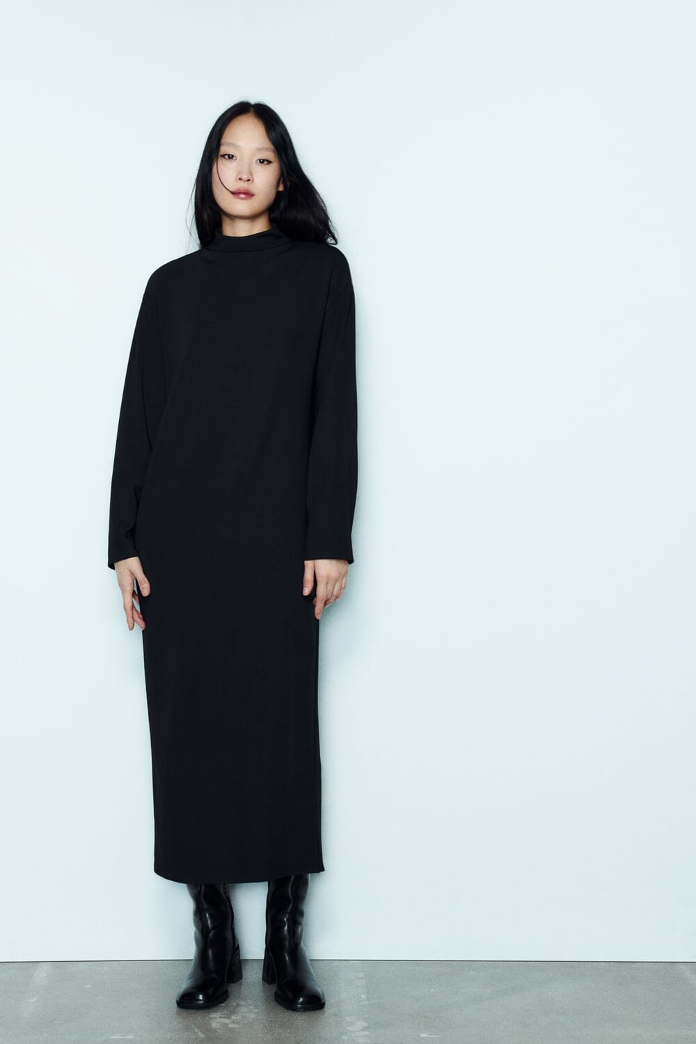 

Длинное мягкое эластичное платье ZARA, черный