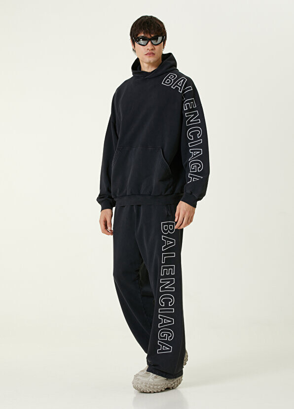 

Черно-белые спортивные штаны с вышитым логотипом Balenciaga, Черный
