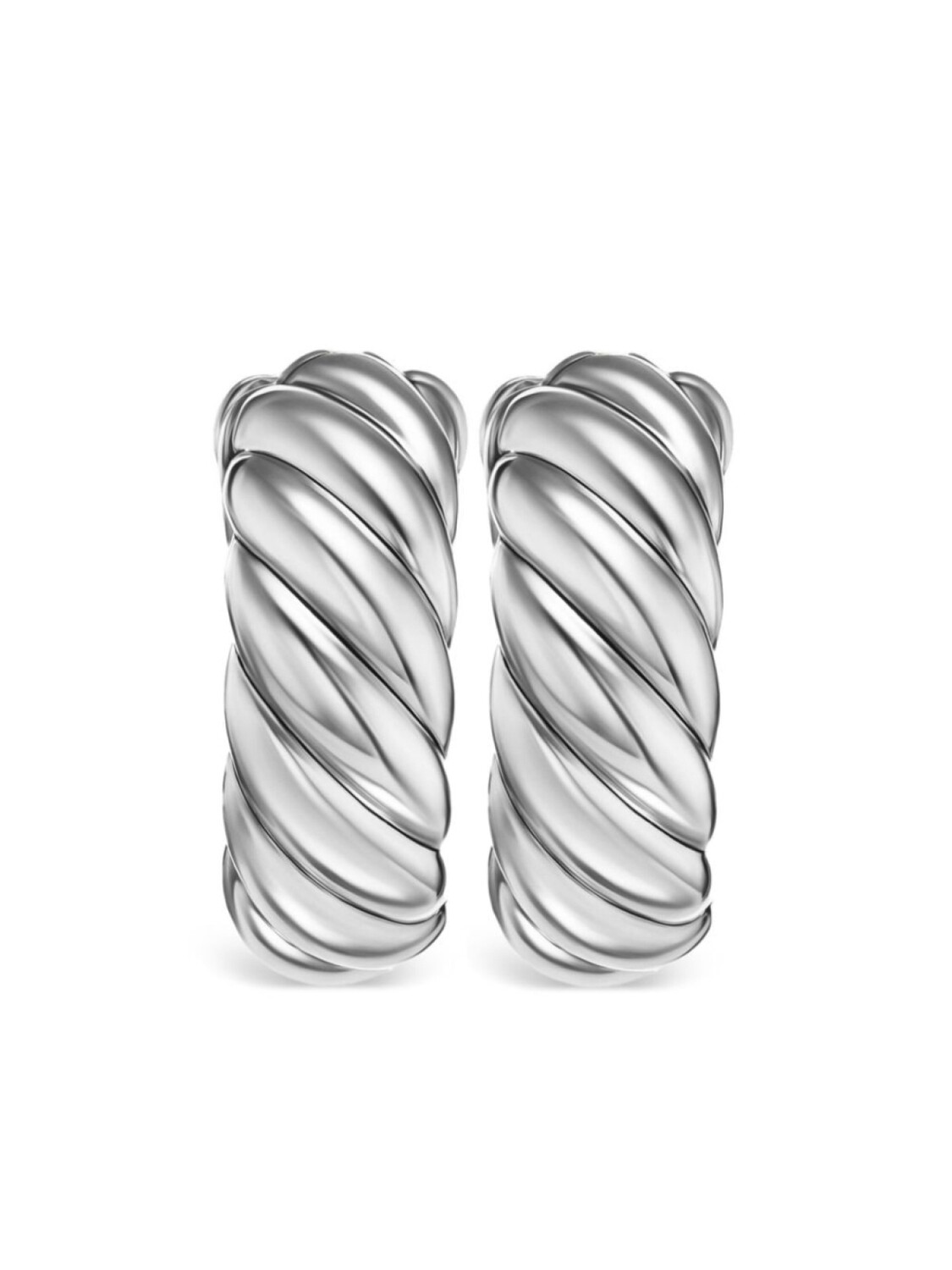 

Серебряные серьги-кольца Sculpted Cable David Yurman, серебряный