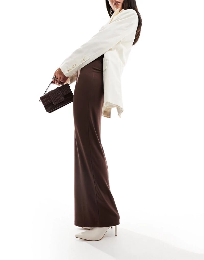 цена Шоколадно-коричневая юбка макси прямого кроя ASOS