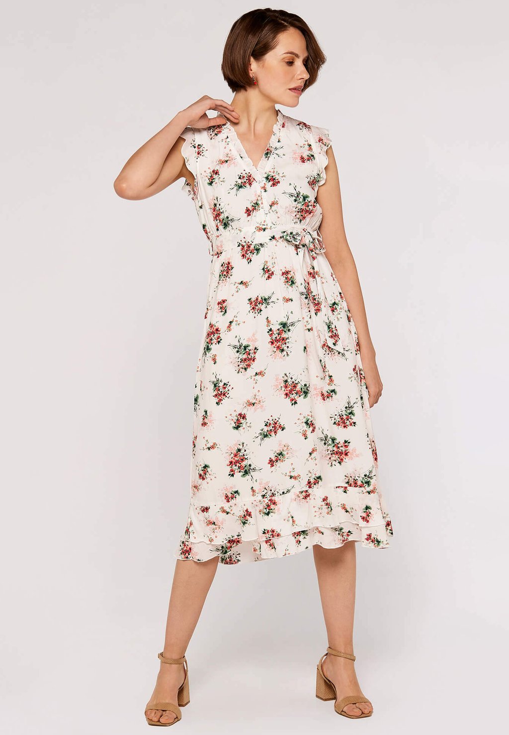 Платье-рубашка Floral Ditsy Midi Apricot, цвет cream