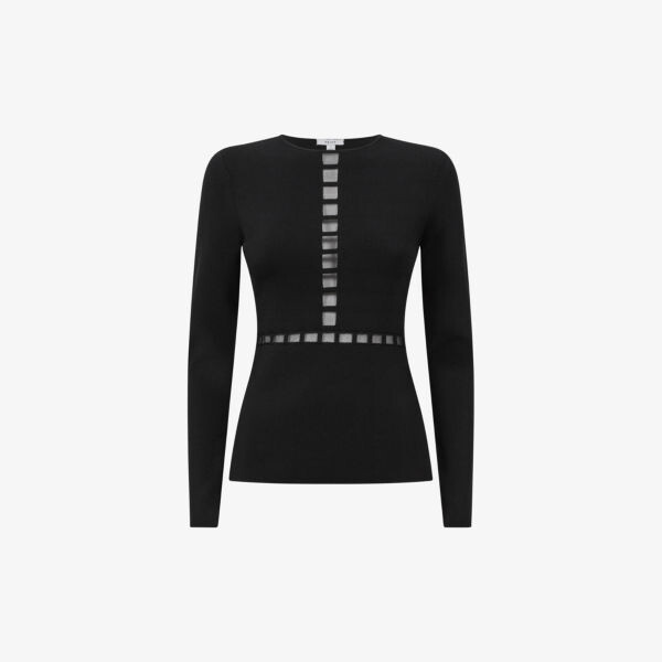 

Хлопковый топ Sadie с сетчатой отделкой Reiss, черный