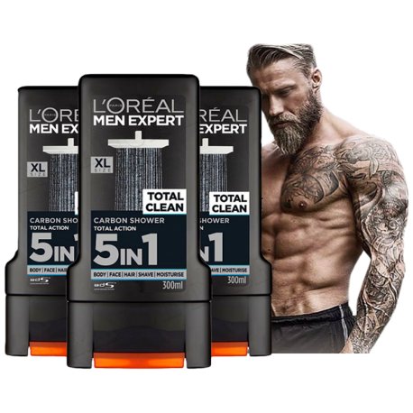 

Гели для душа с сильным запахом, 3х300мл L'oreal Men Pure Carbon, L’oreal Men Expert