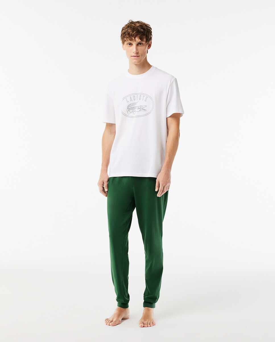 

Пижама и брюки с контрастным принтом логотипа Lacoste, белый