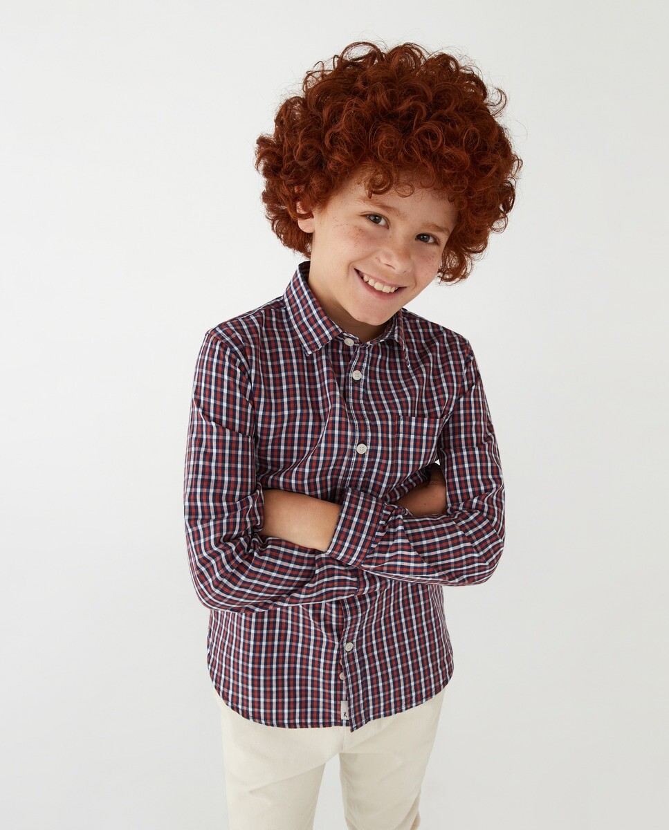 

Клетчатая рубашка для мальчика с длинными рукавами Kids El Corte Inglés, бордо