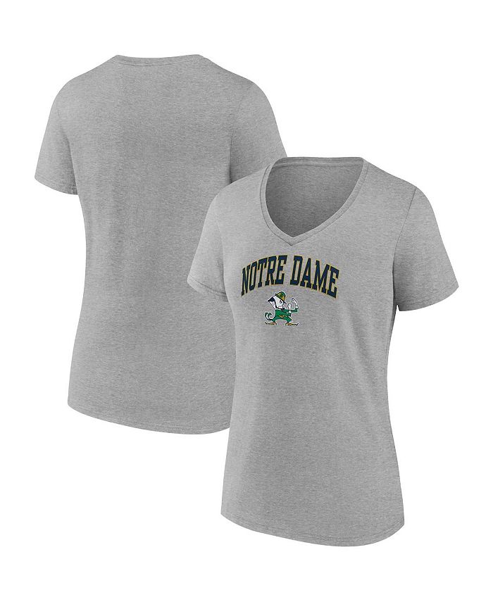 

Женская футболка с v-образным вырезом цвета серого вереска Notre Dame Fighting Irish Evergreen Campus Fanatics, цвет Heather Gray