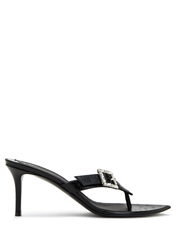 

Женские кожаные тапочки с черным поясом Giuseppe Zanotti