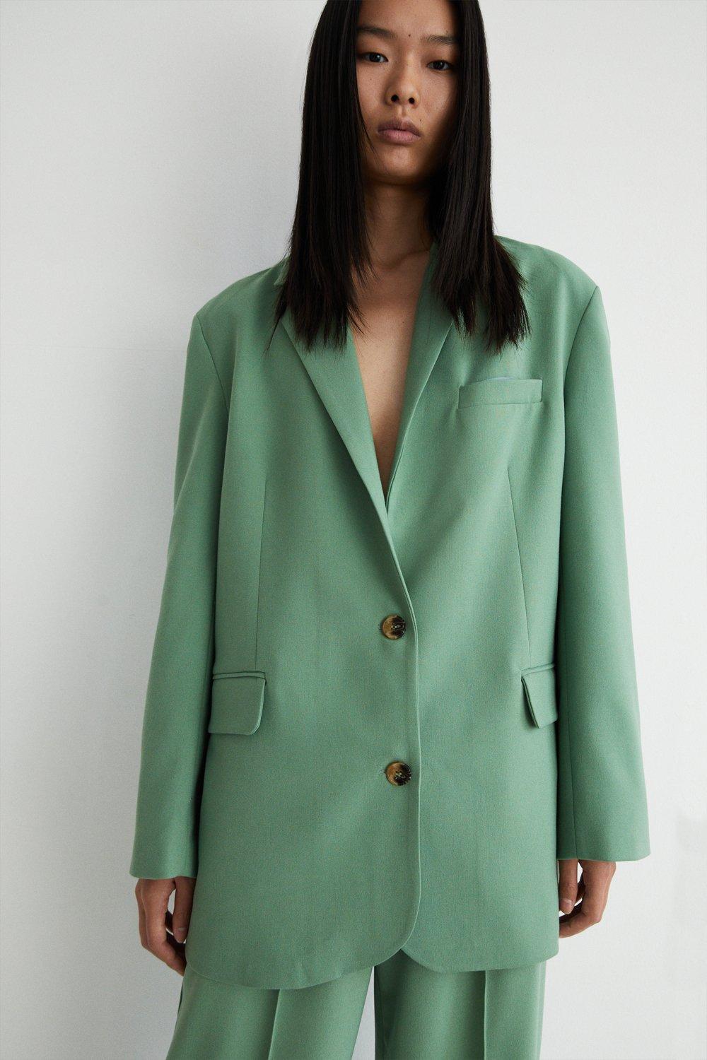 Свободный пиджак оверсайз Warehouse, зеленый