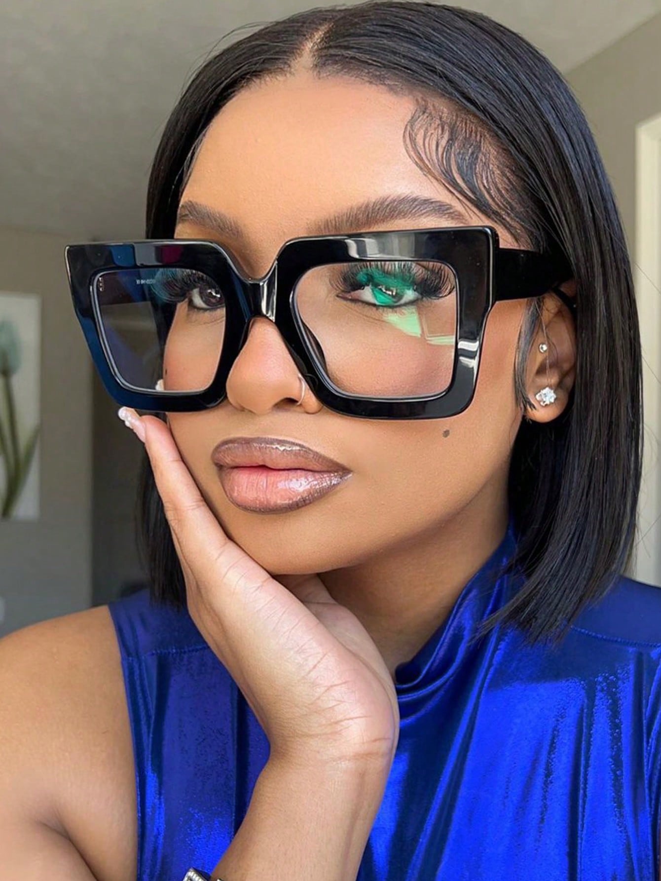 Женская оправа для очков квадратной формы с прозрачными линзами против синего света 1 шт большие женские оптические очки в стиле ретро