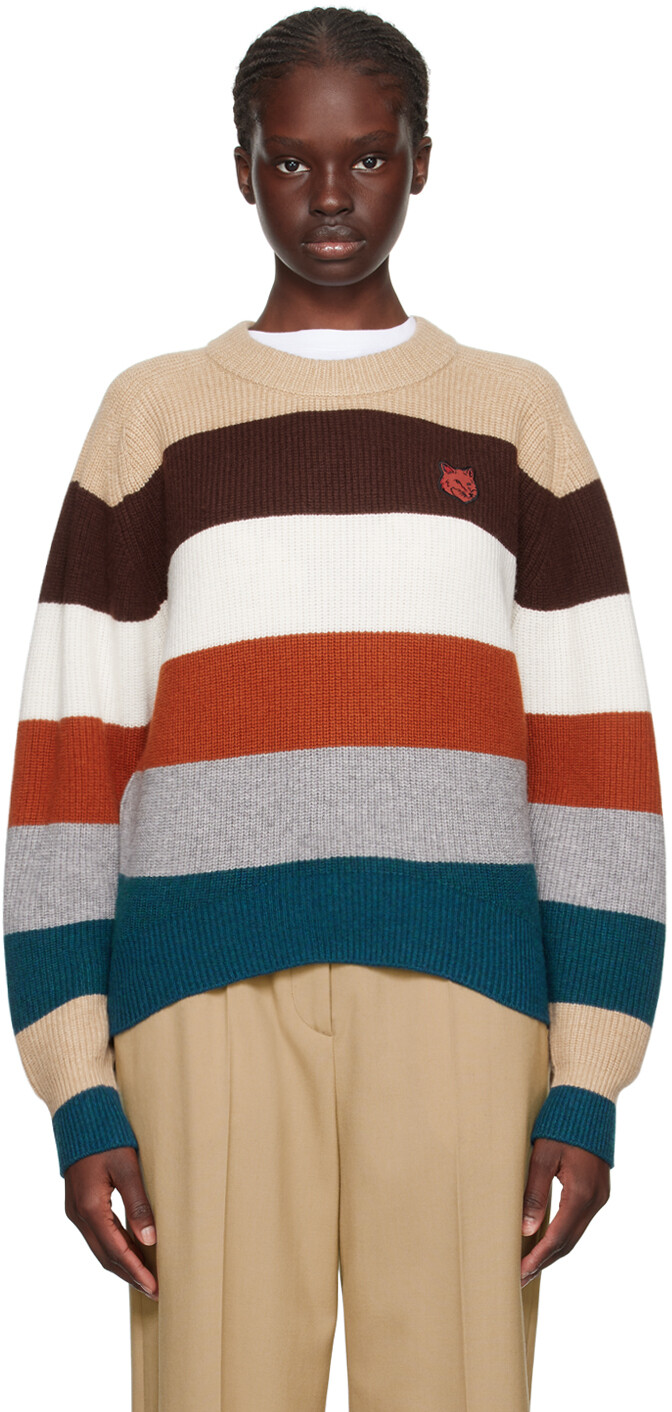 

Разноцветный свитер с головой лисы Maison Kitsune
