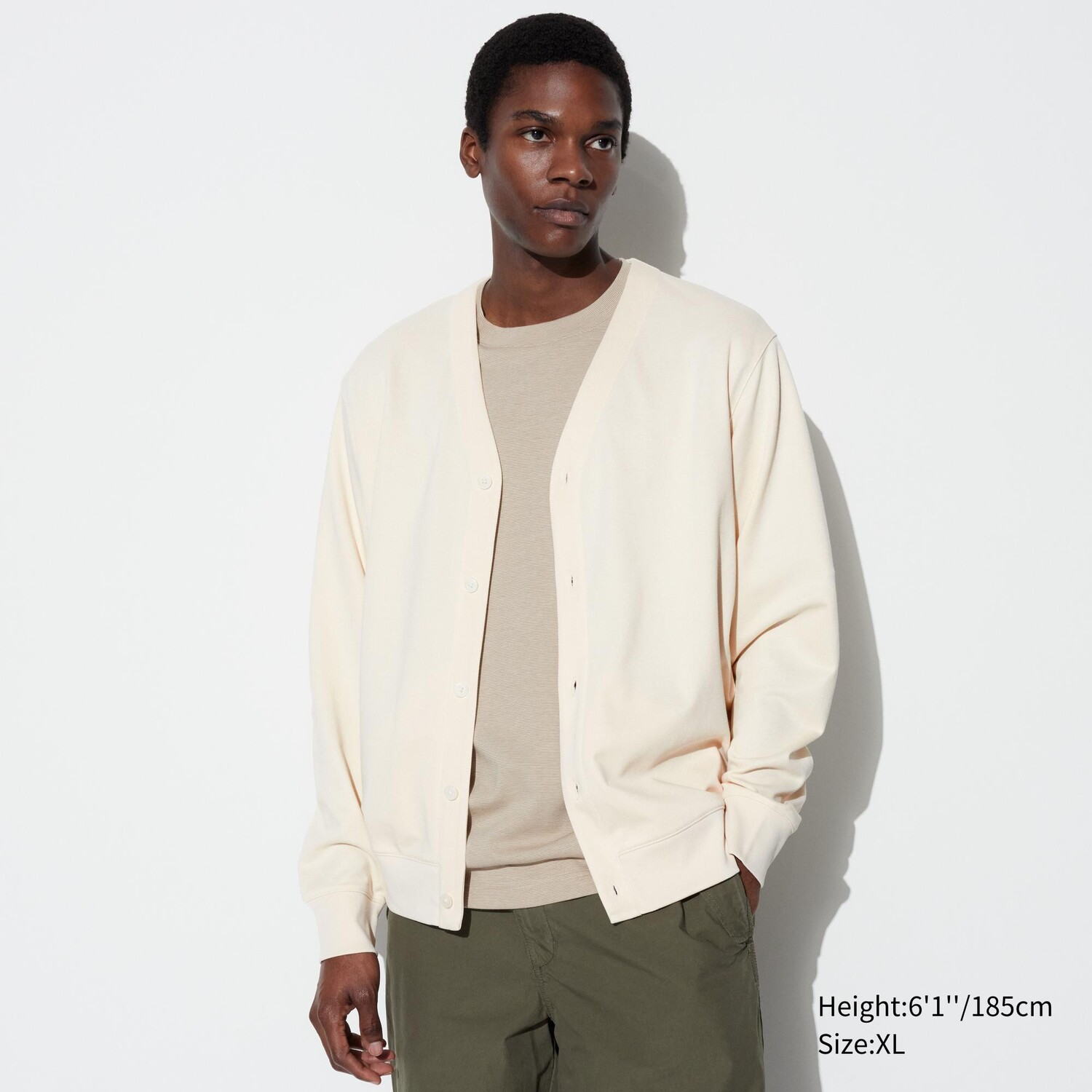 

Кардиган Uniqlo мужской хлопковый с длинными рукавами, бежевый