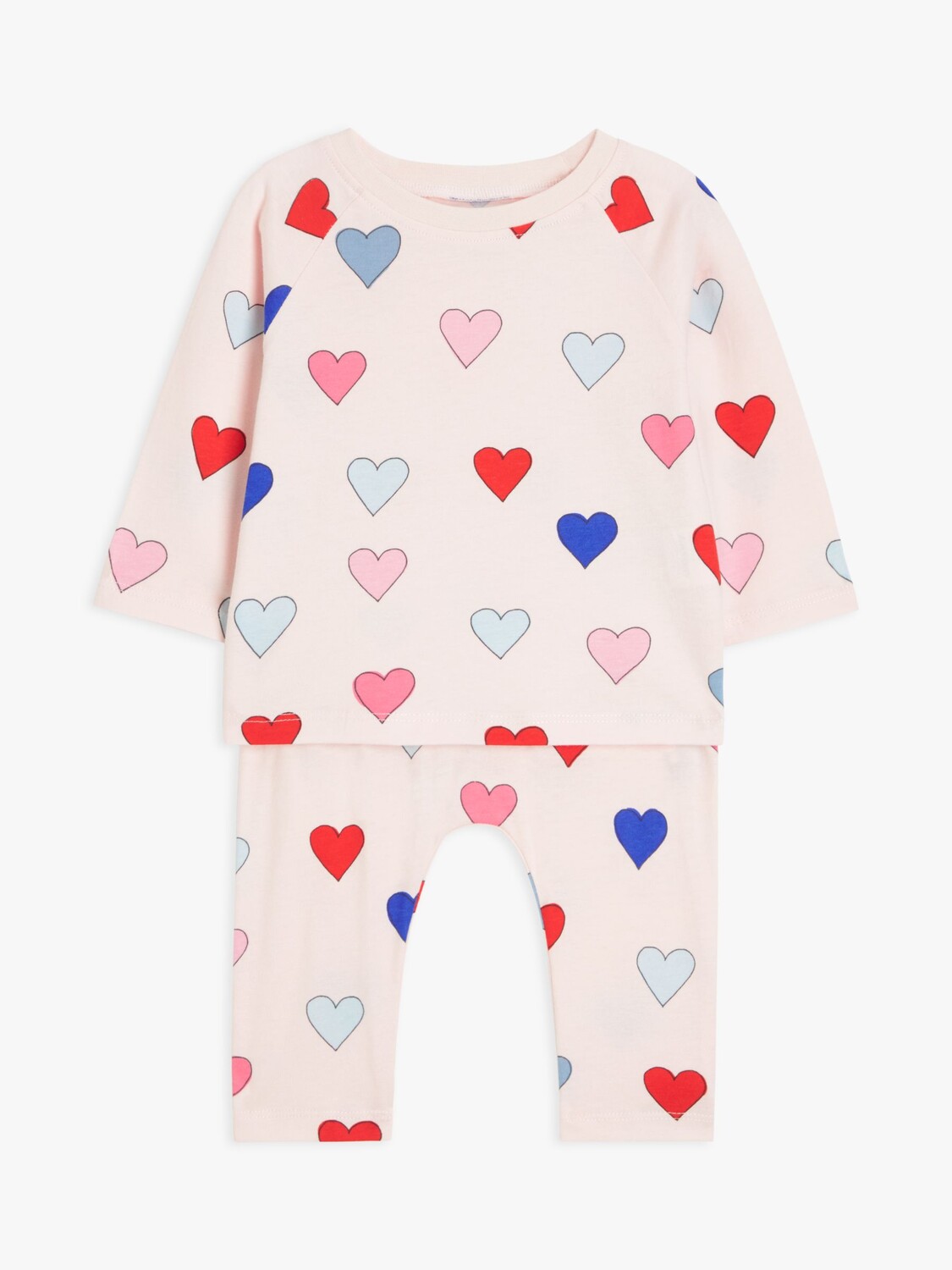

Разноцветная пижама-шаровара John Lewis Anyday Baby с принтом в виде сердечек