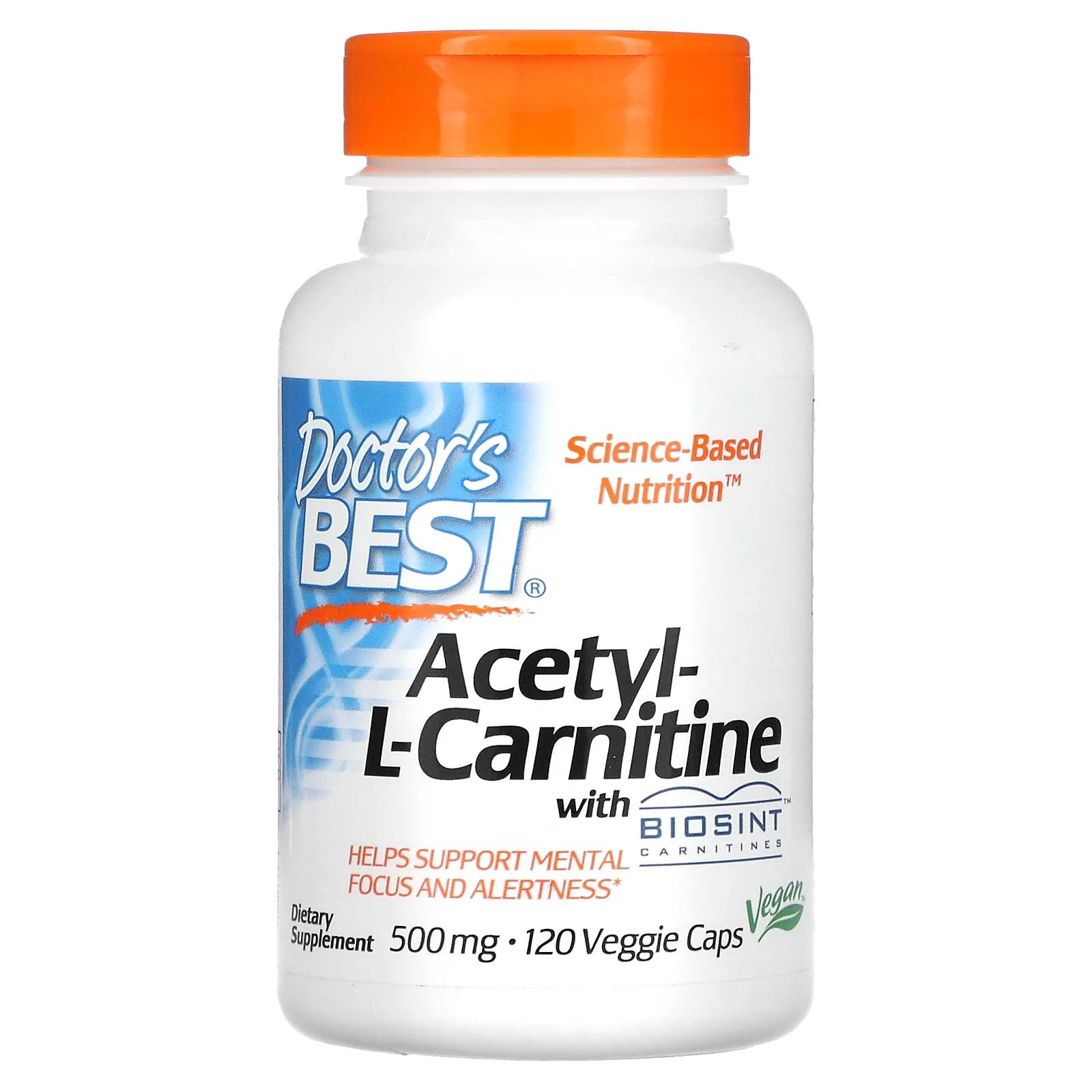 Doctor's Best Ацетил-L-карнитин 500 мг 120 вегетарианских капсул seeking health ацетил l карнитин 500 мг 90 вегетарианских капсул