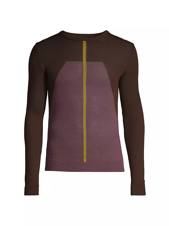 

Свитер Maglia в байкерском стиле с круглым вырезом Rick Owens, цвет brown amethyst acid