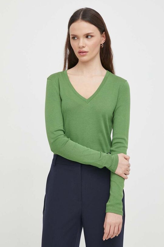 

Хлопковый топ с длинными рукавами United Colors of Benetton, зеленый