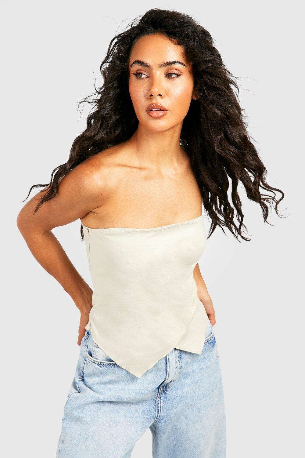 

Топ с v-образным подолом Boohoo, серый