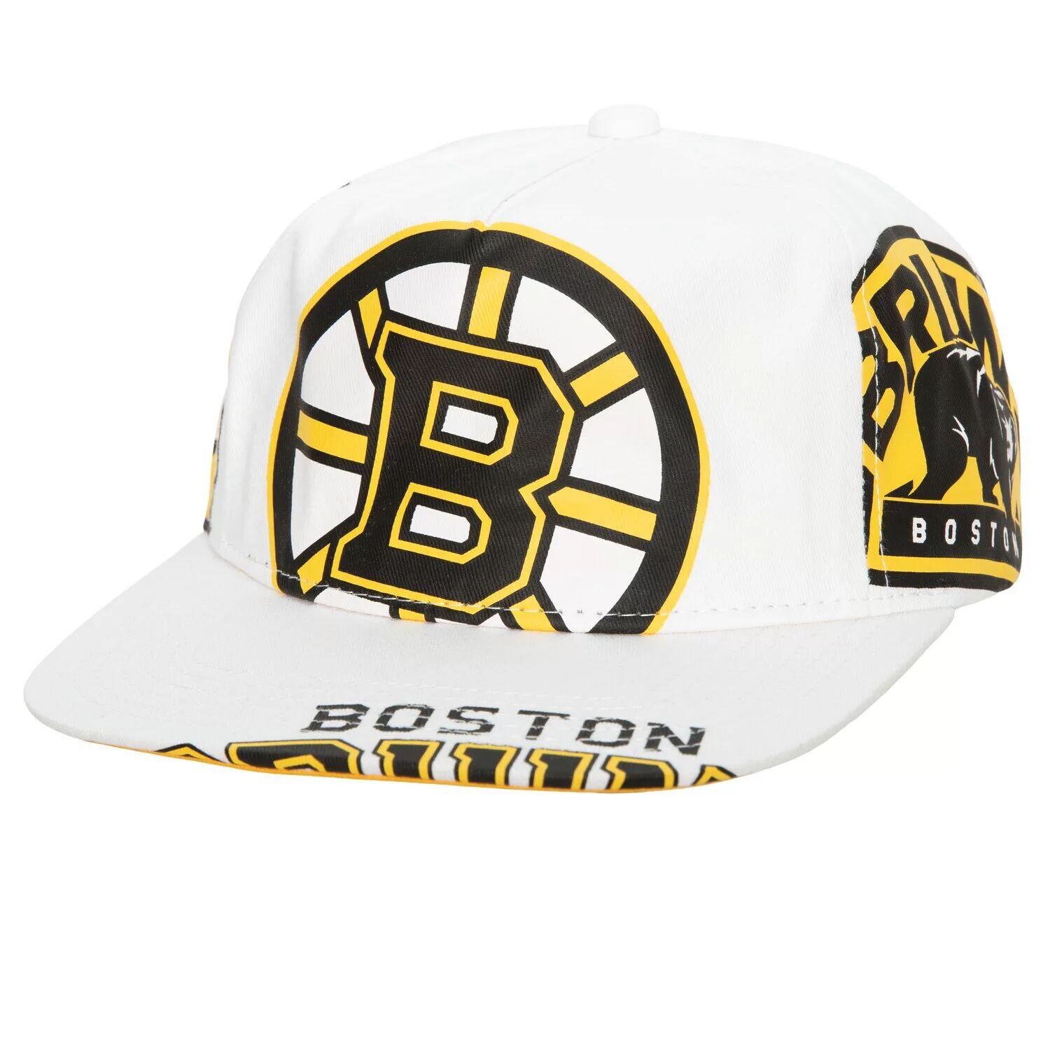 

Мужская белая кепка Mitchell & Ness Boston Bruins In Your Face Deadstock Snapback