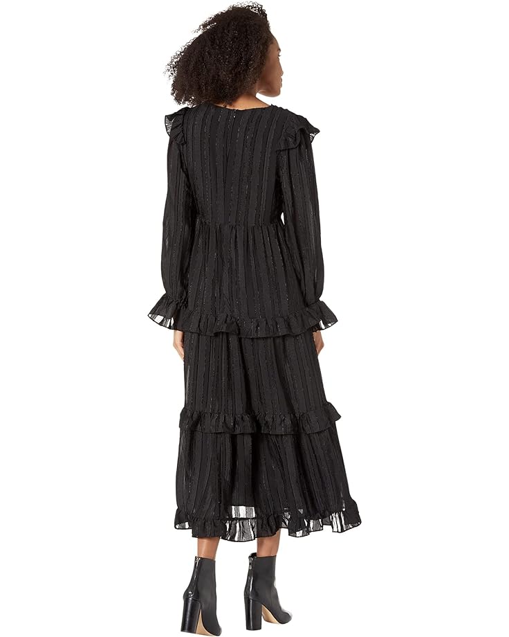 Платье line and dot Harlow Tiered Midi Dress, черный блуза line and dot harlow bow tie blouse черный