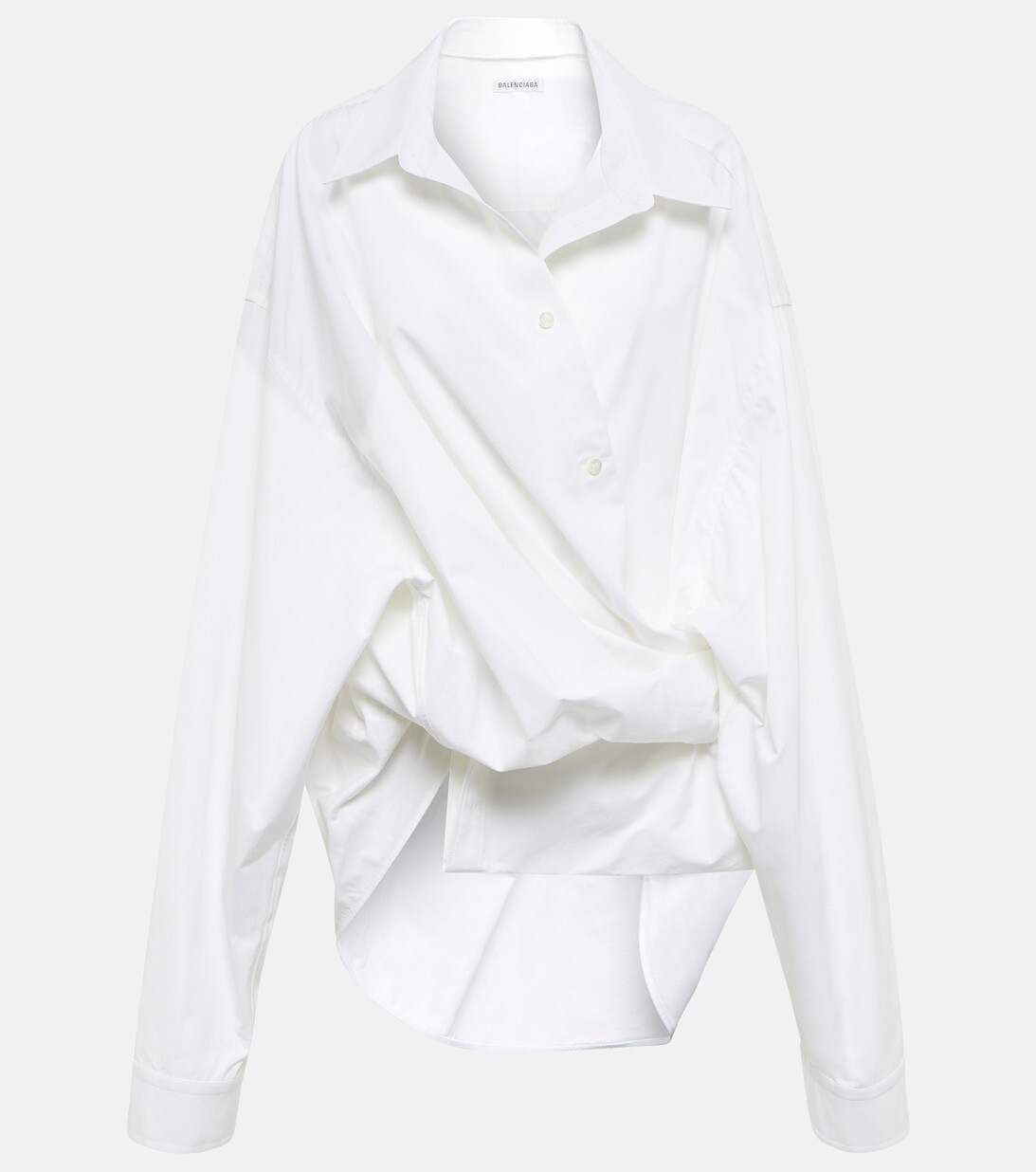 

Рубашка из хлопка с драпировкой Balenciaga, белый