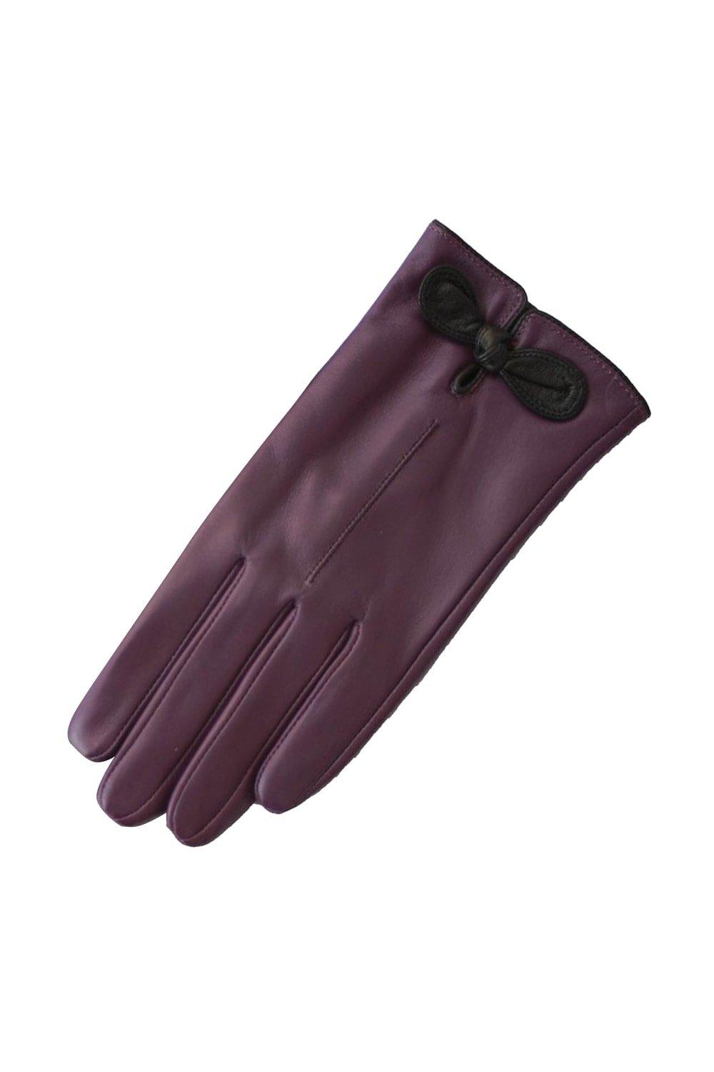 Кожаные перчатки с контрастным бантом Eastern Counties Leather, фиолетовый