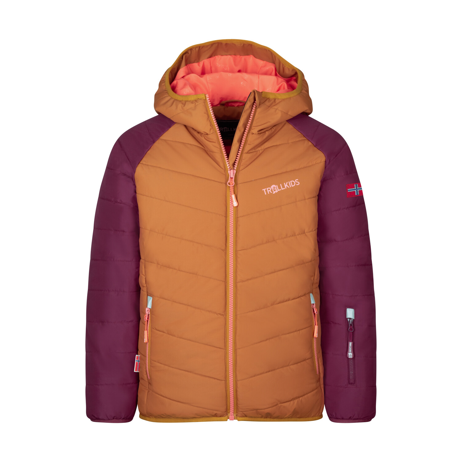 

Лыжная куртка Trollkids Winterjacke Myrkdalen, цвет Karamell Braun/Burgunderrot/Lachsrosa