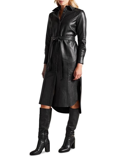

Кожаное платье-рубашка Tyrraah Ted Baker, цвет Black