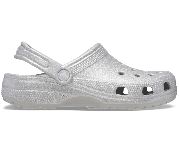 Классические блестящие сабо Crocs женские, цвет Silver Glitter