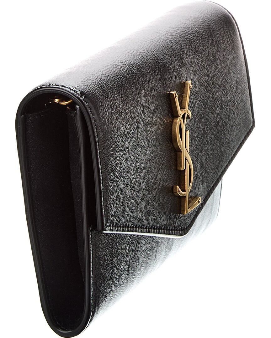

Кожаный кошелек Saint Laurent Uptown на цепочке, черный