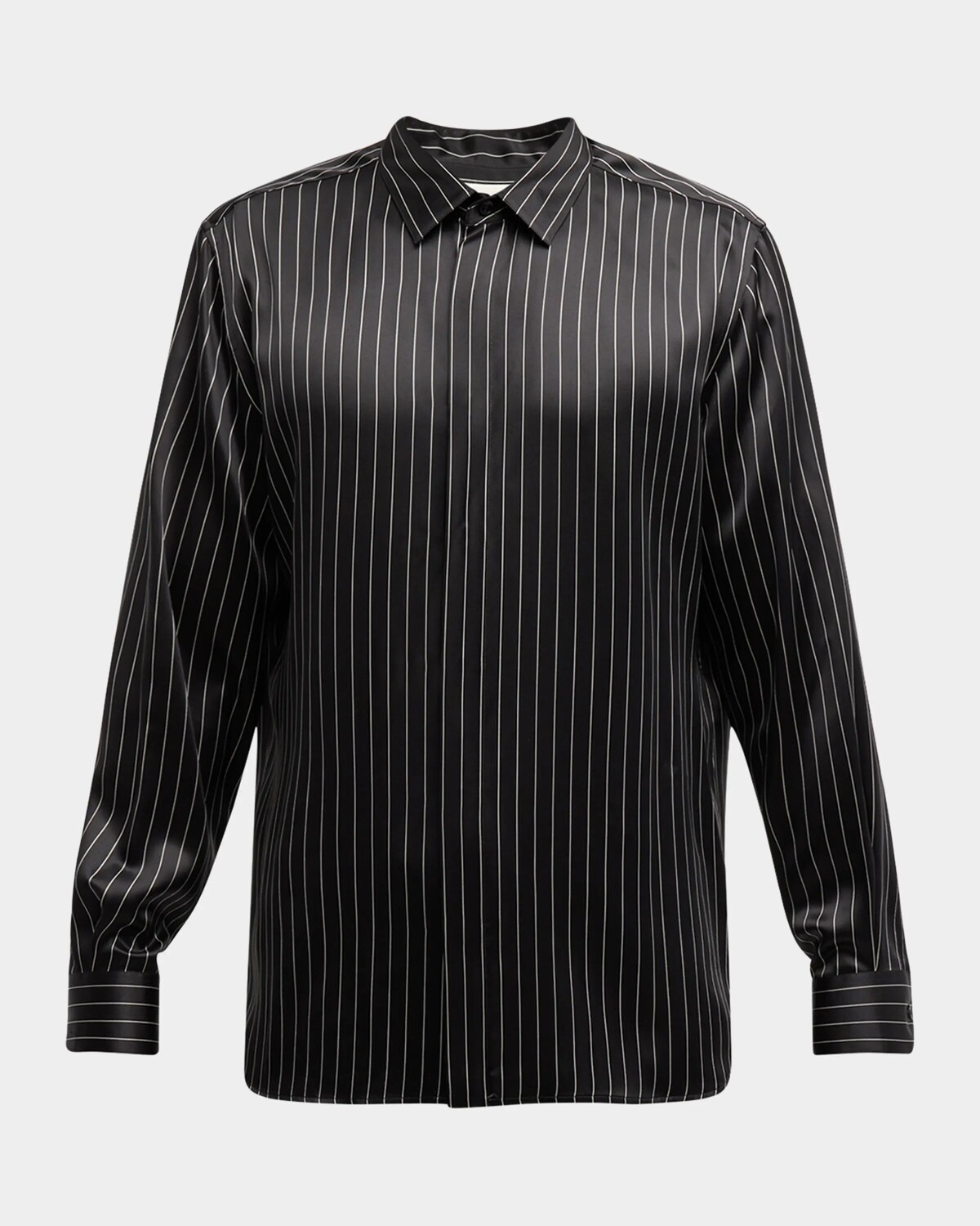 

Мужская шелковая классическая рубашка в полоску Saint Laurent, цвет Rope Nero