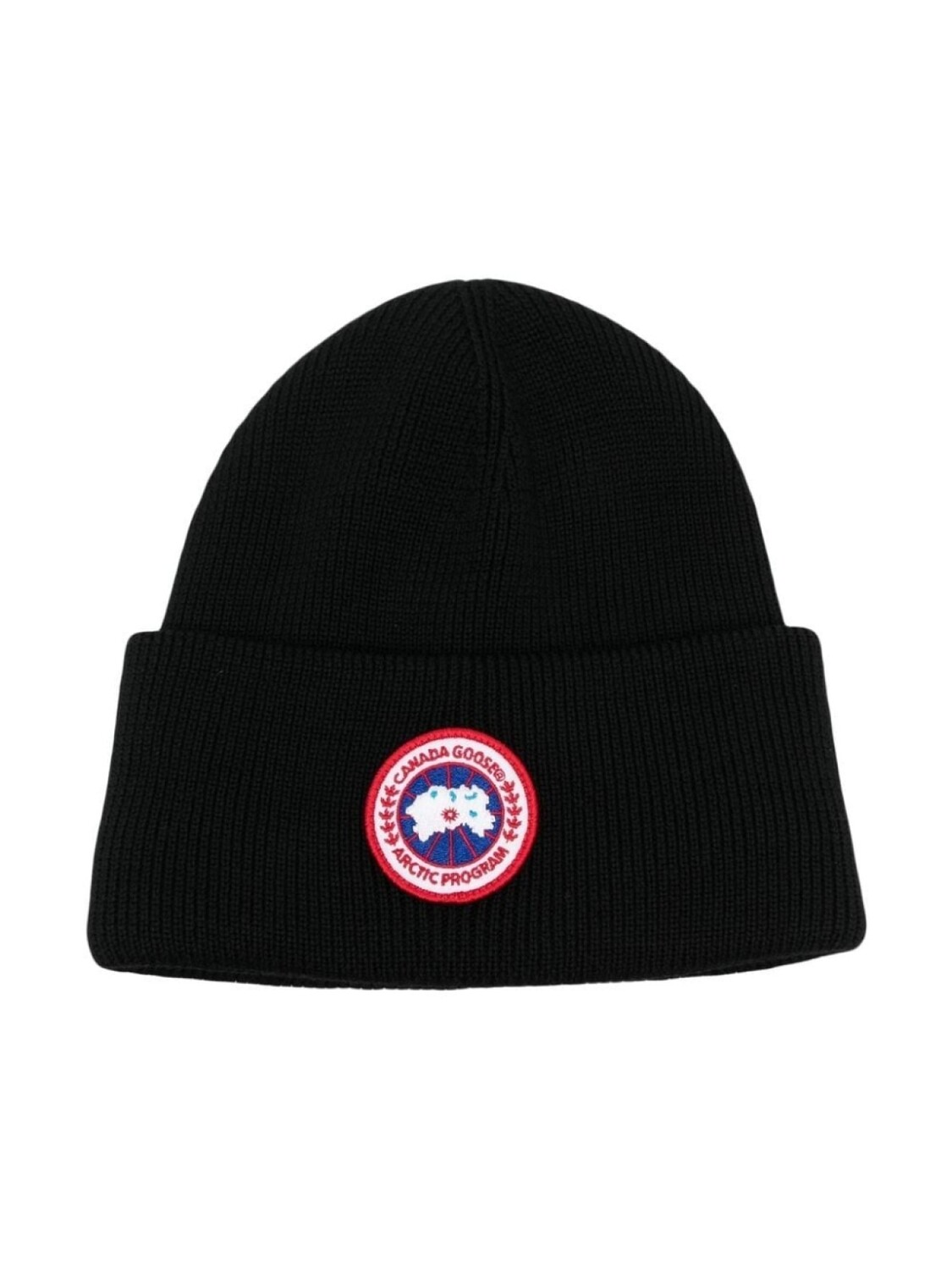 

Шапка бини в рубчик с нашивкой-логотипом Canada Goose Kids, черный