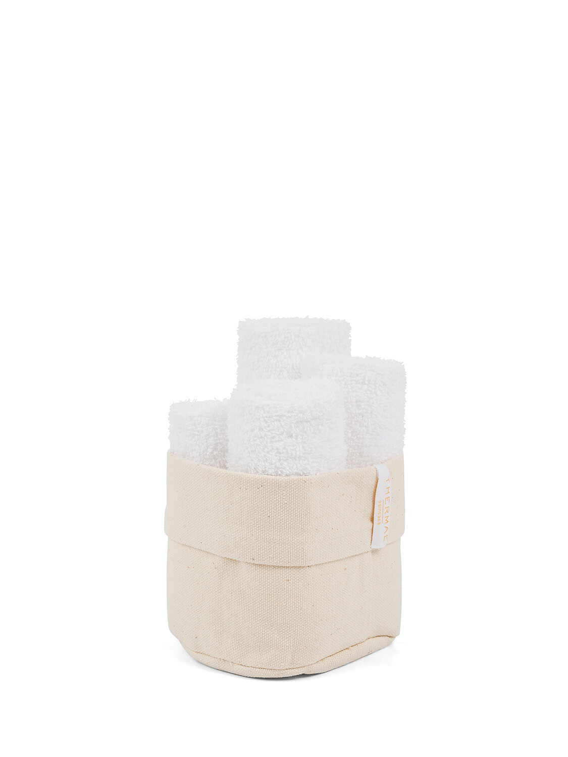 

Корзина из 4 однотонных хлопковых мочалок Thermae. Coincasa, белый