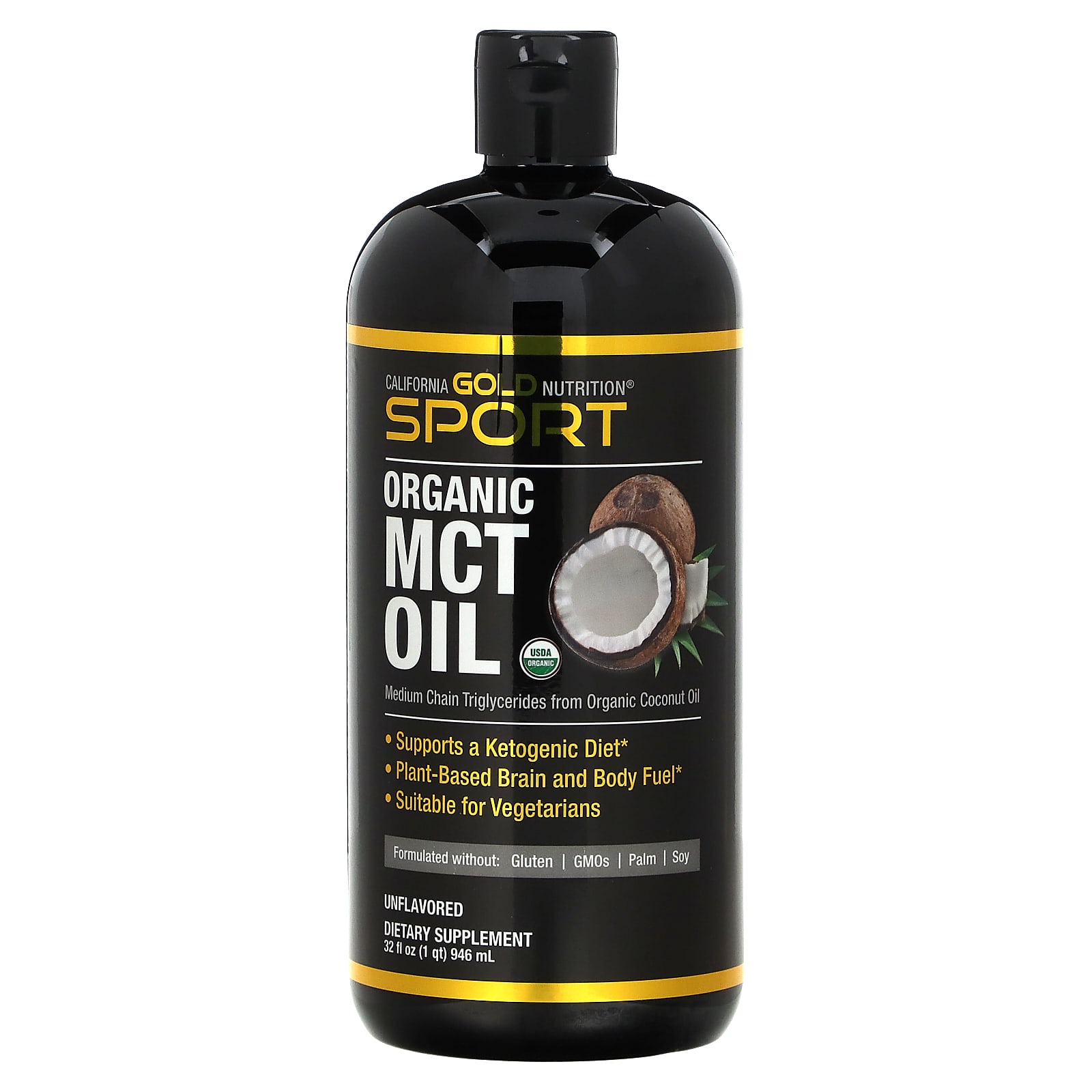 

SPORTS, органическое масло MCT, неароматизированное, 946 мл (32 жидк. унции), California Gold Nutrition