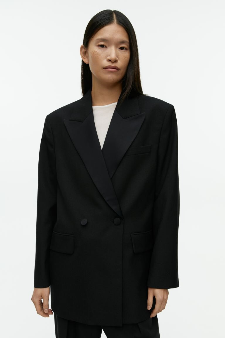 

Блейзер оверсайз из шерсти мешка H&M, черный